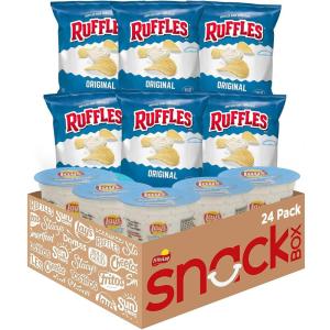 imageFrito Lay Ruffles Chips and Lays Ranch Dip Cups Variety Pack Pack of 24Original  Lays Creamy Ranch Dip
