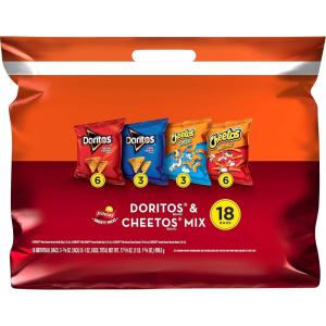 imageFrito Lay Snacks Classic Mix Chips Variety Pack Lays Doritos Fritos Ruffles Cheetos 1oz Bags 18 Pack Assortment May VaryDoritos  Cheetos