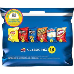 imageFrito Lay Snacks Classic Mix Chips Variety Pack Lays Doritos Fritos Ruffles Cheetos 1oz Bags 18 Pack Assortment May VaryNacho Cheese