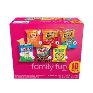 imageFritoLay Snacks Family Fun Mix Chips Variety Pack Ruffles Fritos Cheetos Lays Funyuns18 CountPack of 1Assortment May Vary