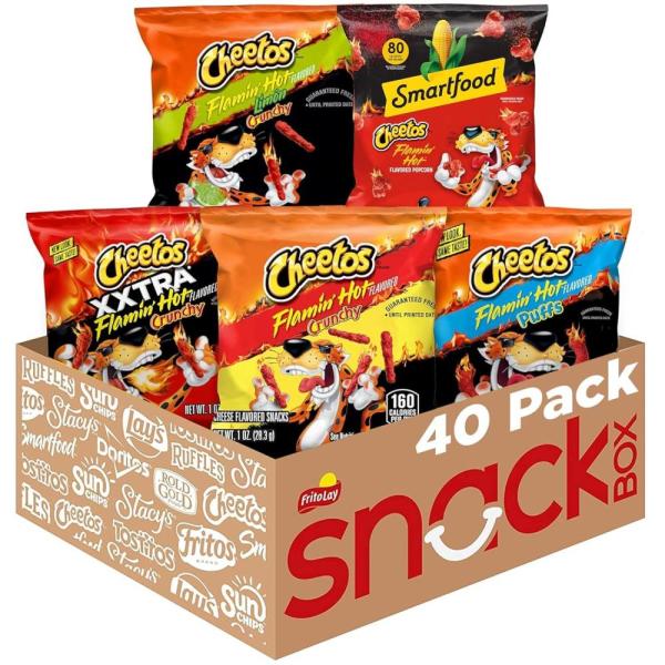 Cheetos Cheese Flavored Snacks, Puffs, 0.875 Ounce (Pack of 40)(Flamin ...