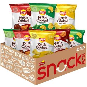 imageLays Kettle Cooked Potato Chips Variety Pack 085 Ounce Pack of 40Kettle Variety Pack
