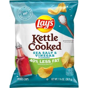 imageLays Kettle Cooked Potato Chips Variety Pack 085 Ounce Pack of 40Salt  Vinegar