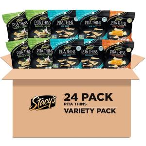 imageStacys Pita Chips Simply Naked 15Ounce Bags Pack of 24Pita Thins Variety