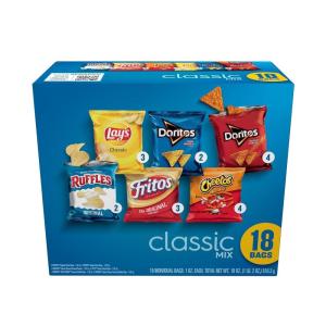imageFritoLay Snacks Classic Mix Chips Variety Pack Doritos Lays Ruffles Cheetos Fritos 18 CountPack of 1 Assortment May Vary