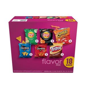 imageFritoLay Snacks Flavor Mix Chips Variety Pack Doritos Lays Chetos Fritos 1oz Bags 18 Count Pack of 1 Assortment May Vary